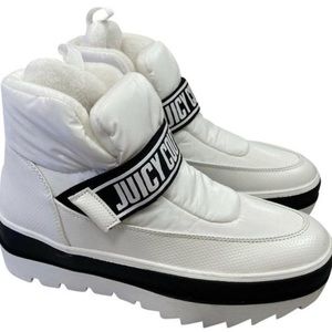 NWT Juicy Couture Women's Veronica White Winter Platform Boots Size 8.